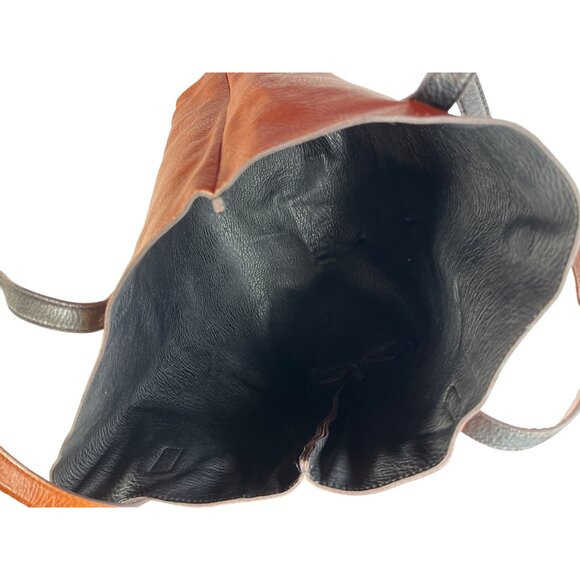 Large Black/Brown reversibleLeather Tote Bag 19x16 Inches 82c - Picture 14 of 15